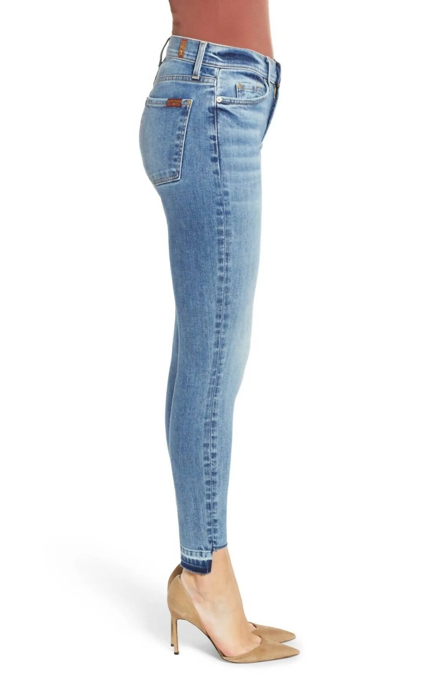 7 For All Mankind - The Ankle Super Skinny Step Raw Hem Denim Jeans