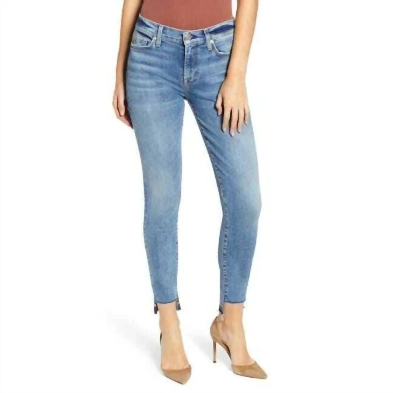 7 For All Mankind - The Ankle Super Skinny Step Raw Hem Denim Jeans