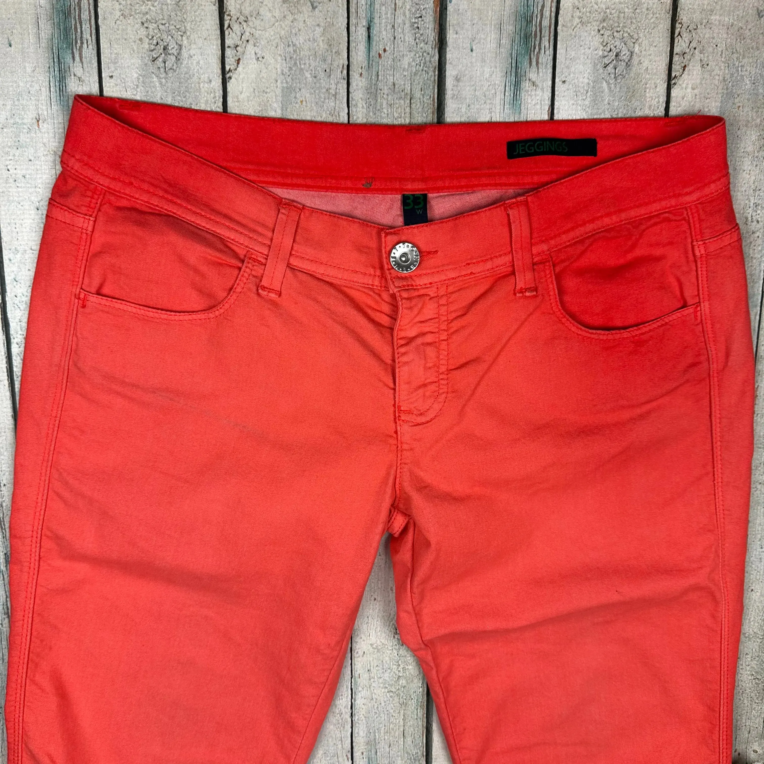 Benetton Jeans Low Rise Orange Jeans- Size 33