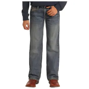 Boy's Rock and Roll Denim  Regular Fit Rope Embroidered Bootcut Jeans BB0BD05591