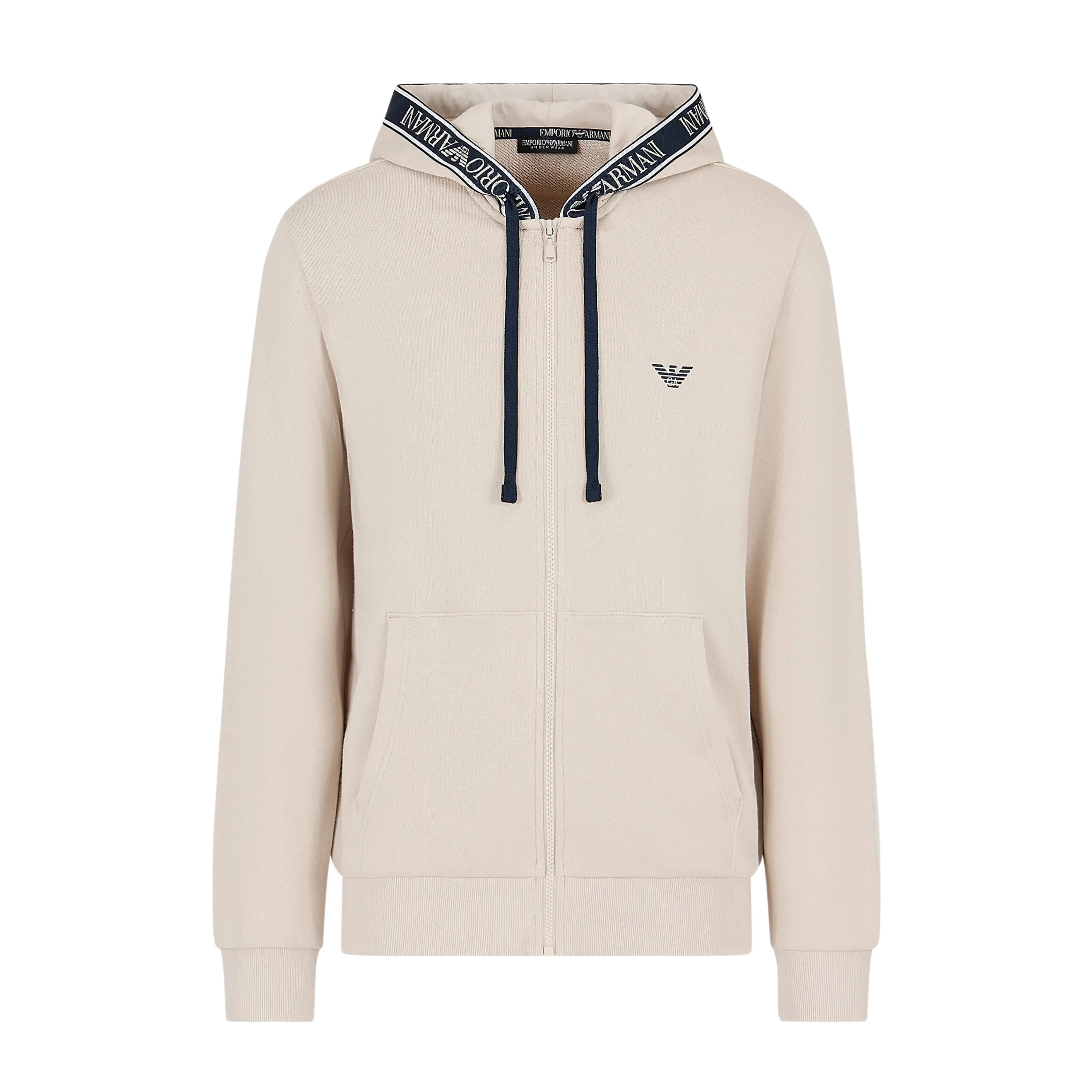 Emporio Armani Bodywear Logo Tape Beige Hoodie
