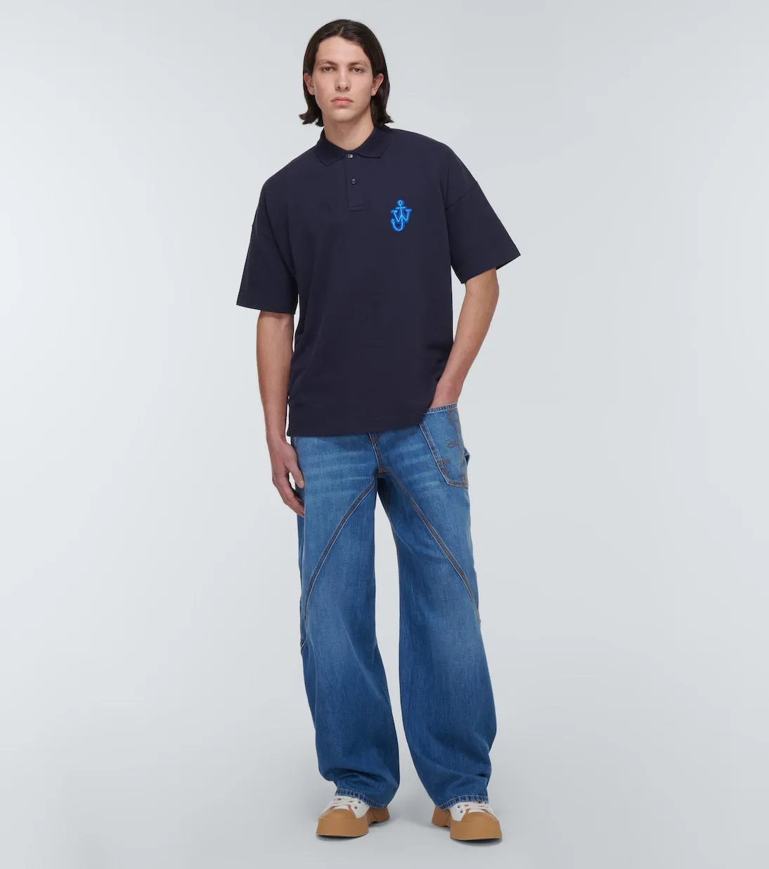 Jw Anderson Wide Leg Twist Jeans, Blue