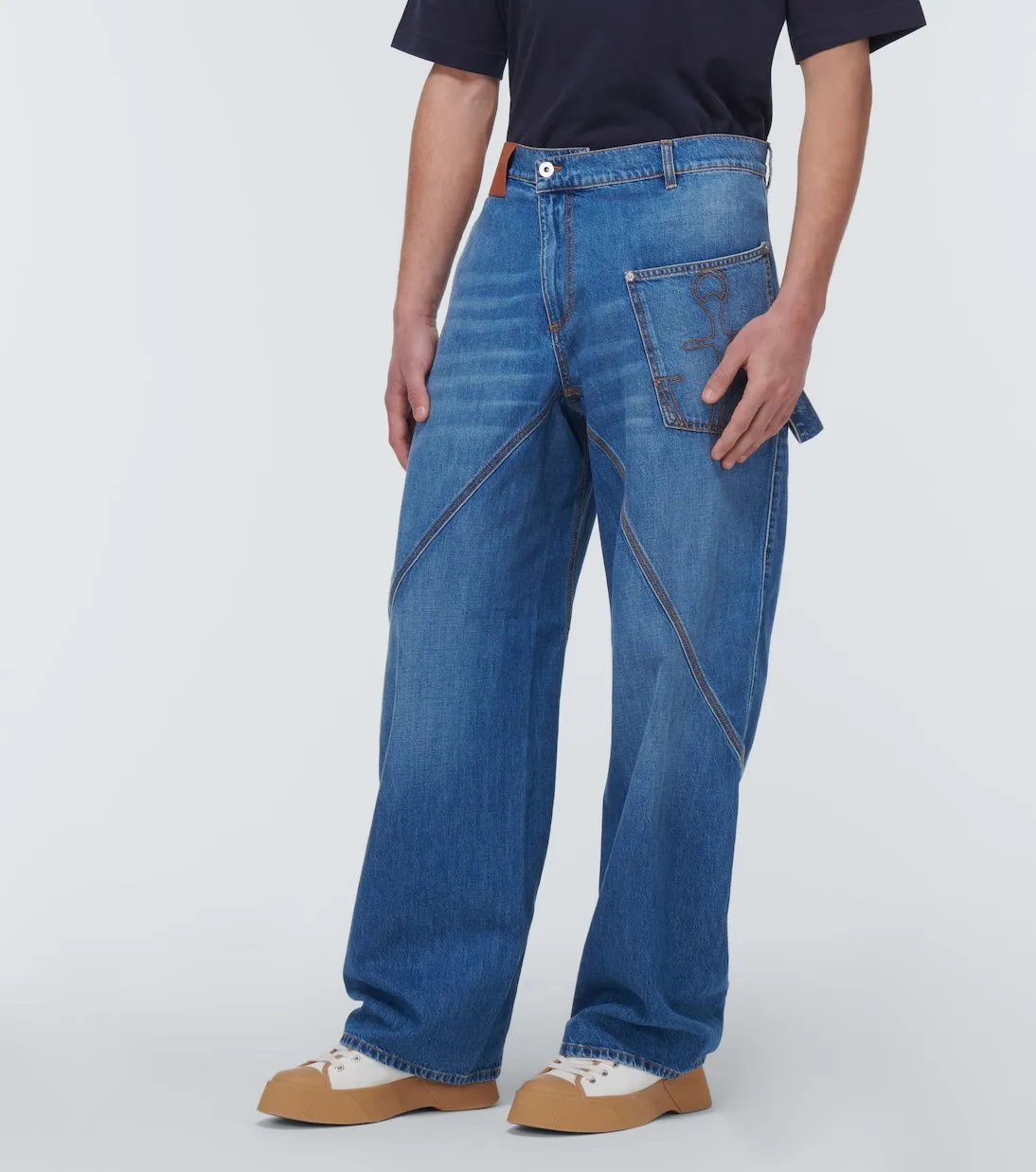 Jw Anderson Wide Leg Twist Jeans, Blue