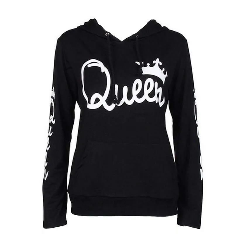 King and queen couple hoodies crown