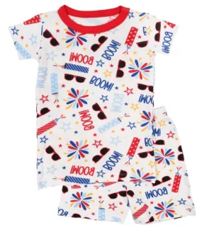 Magnolia Baby Fun Filled July 4th Patriotic Print Bamboo Short Pajamas