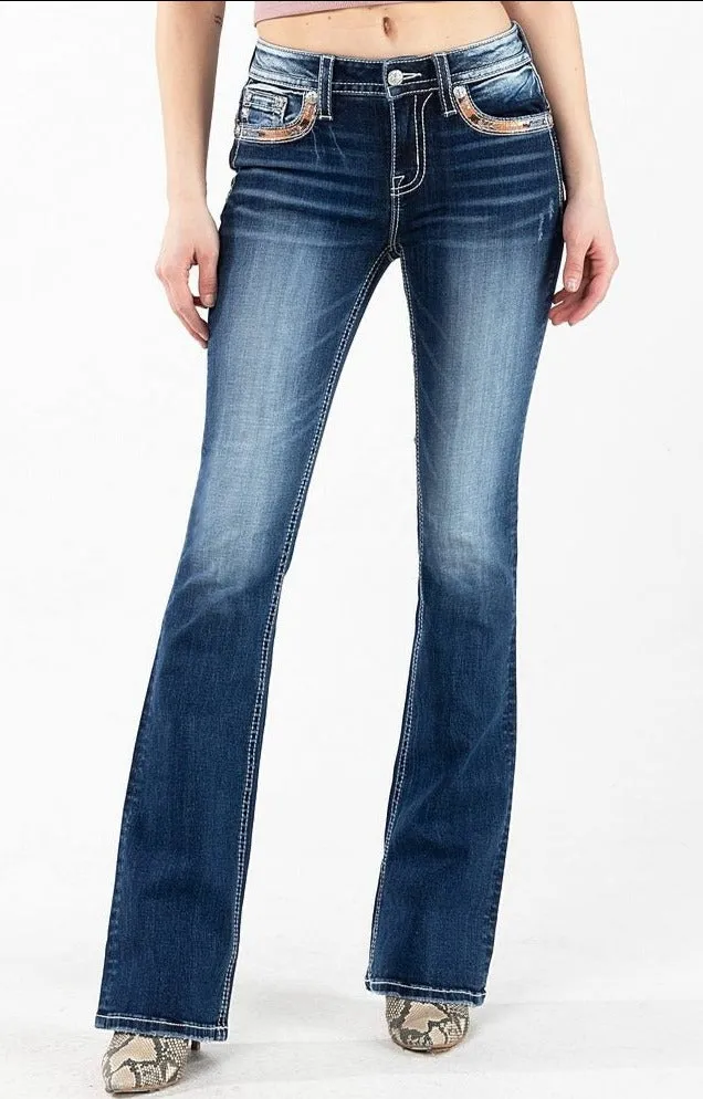 *PVM* Miss Me Fall Stitch Bootcut Jeans