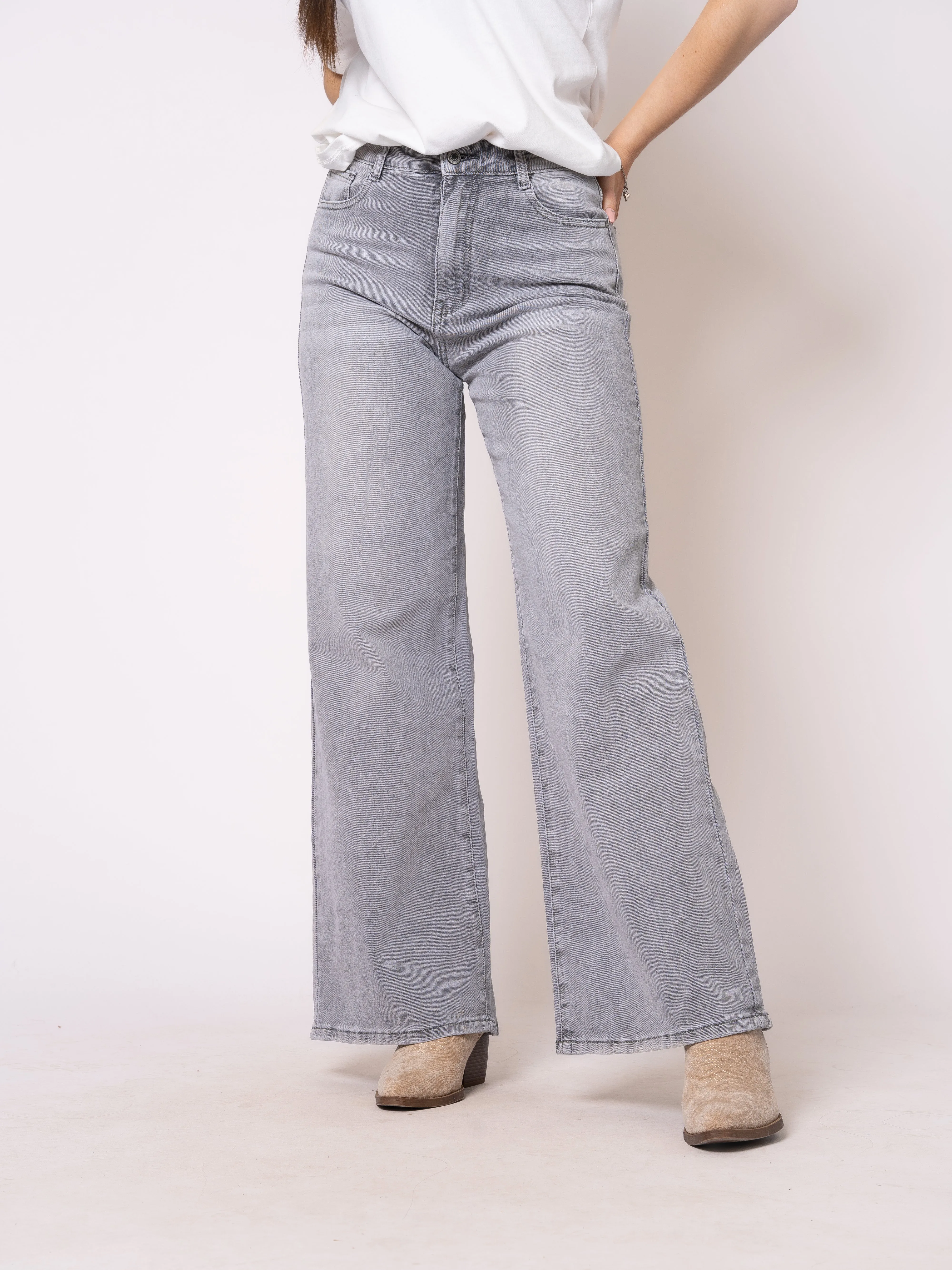 Wide Leg Jeans Madison - Grau