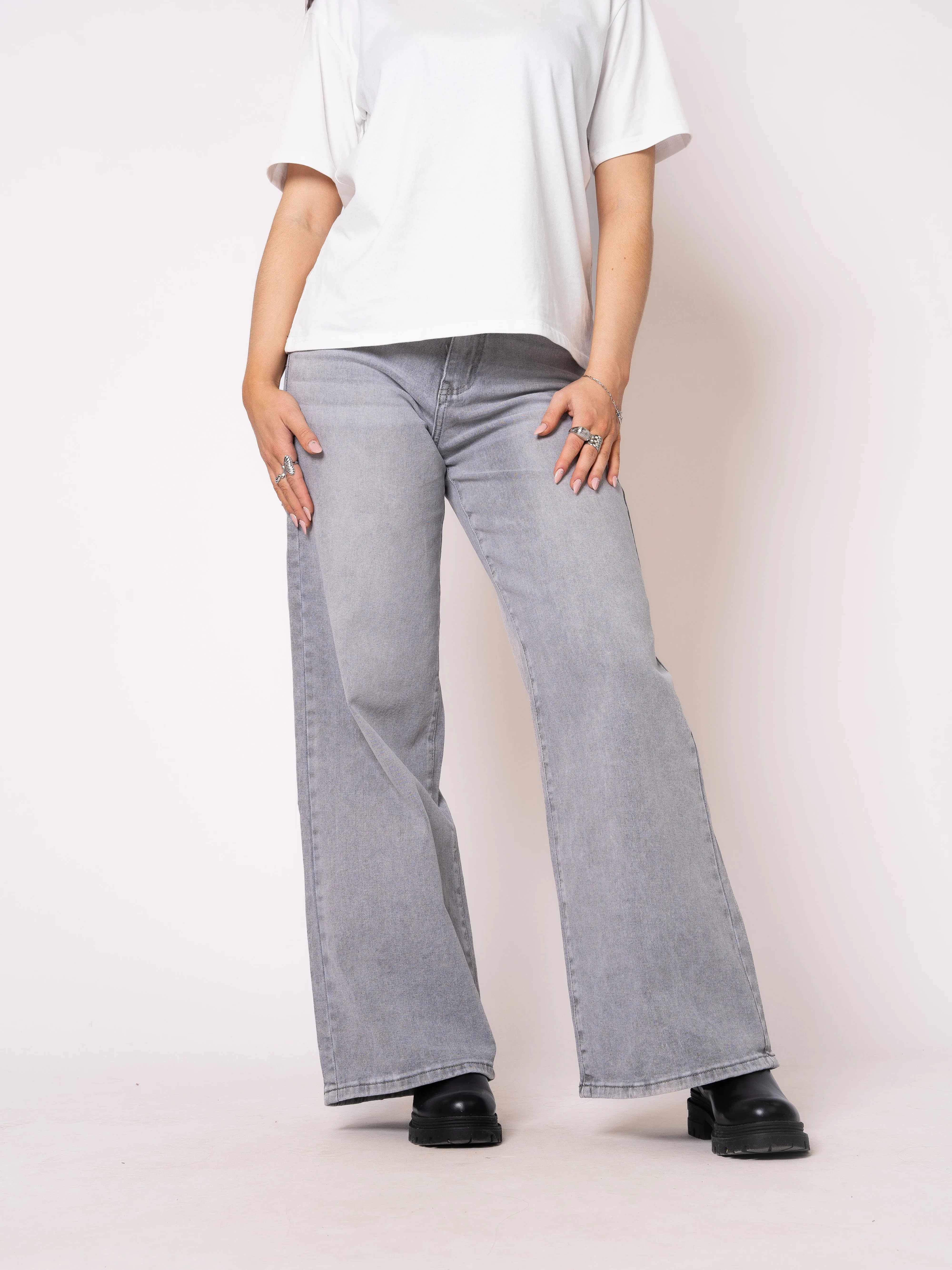 Wide Leg Jeans Madison - Grau