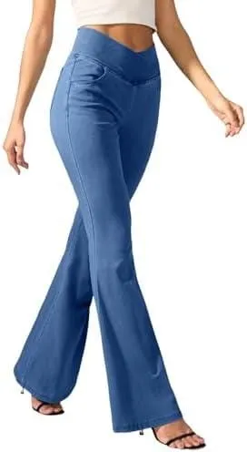 Women's Casual Blue Cropped Jeans   B233244