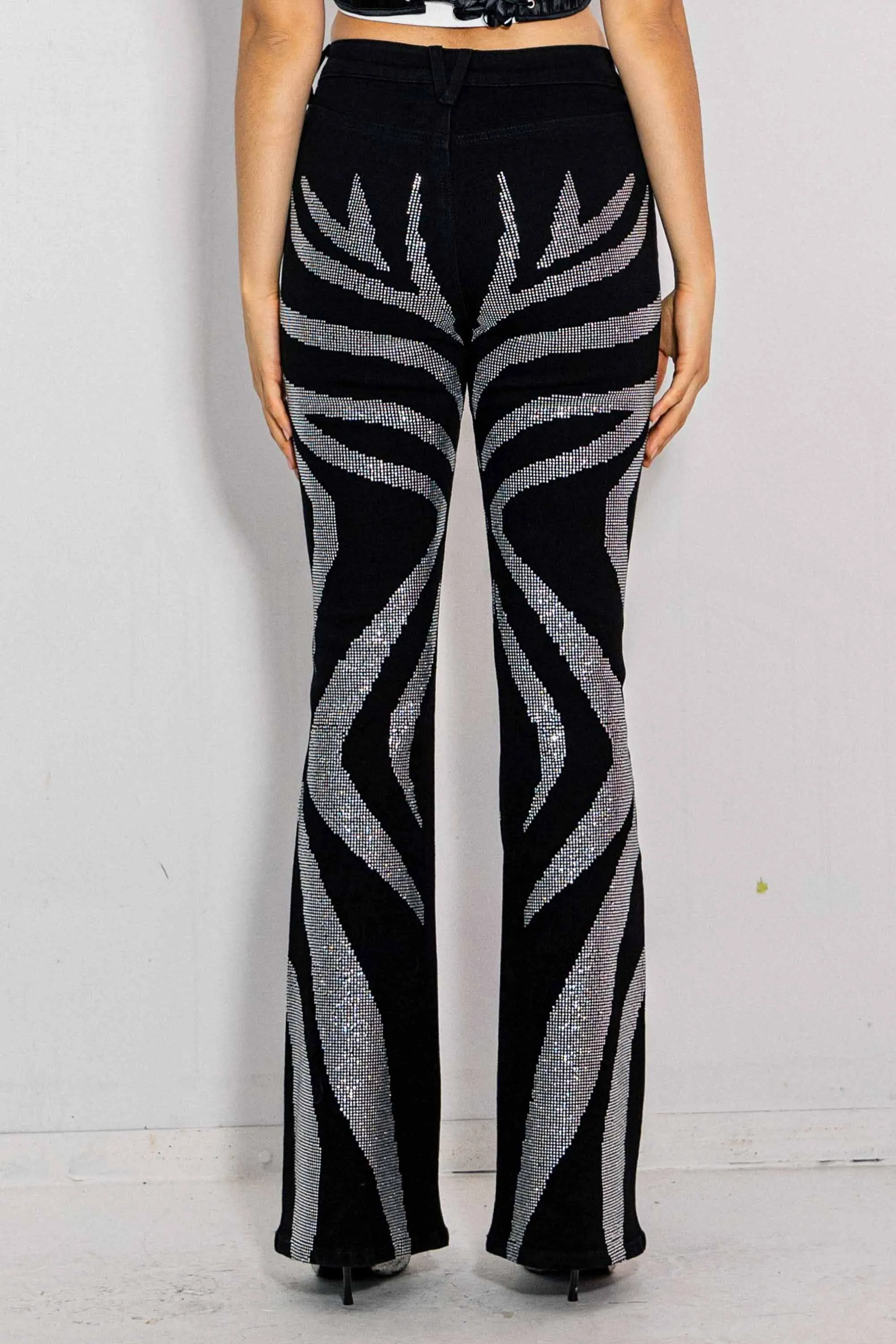 Zebra Rhinestone Bootcut Jeans